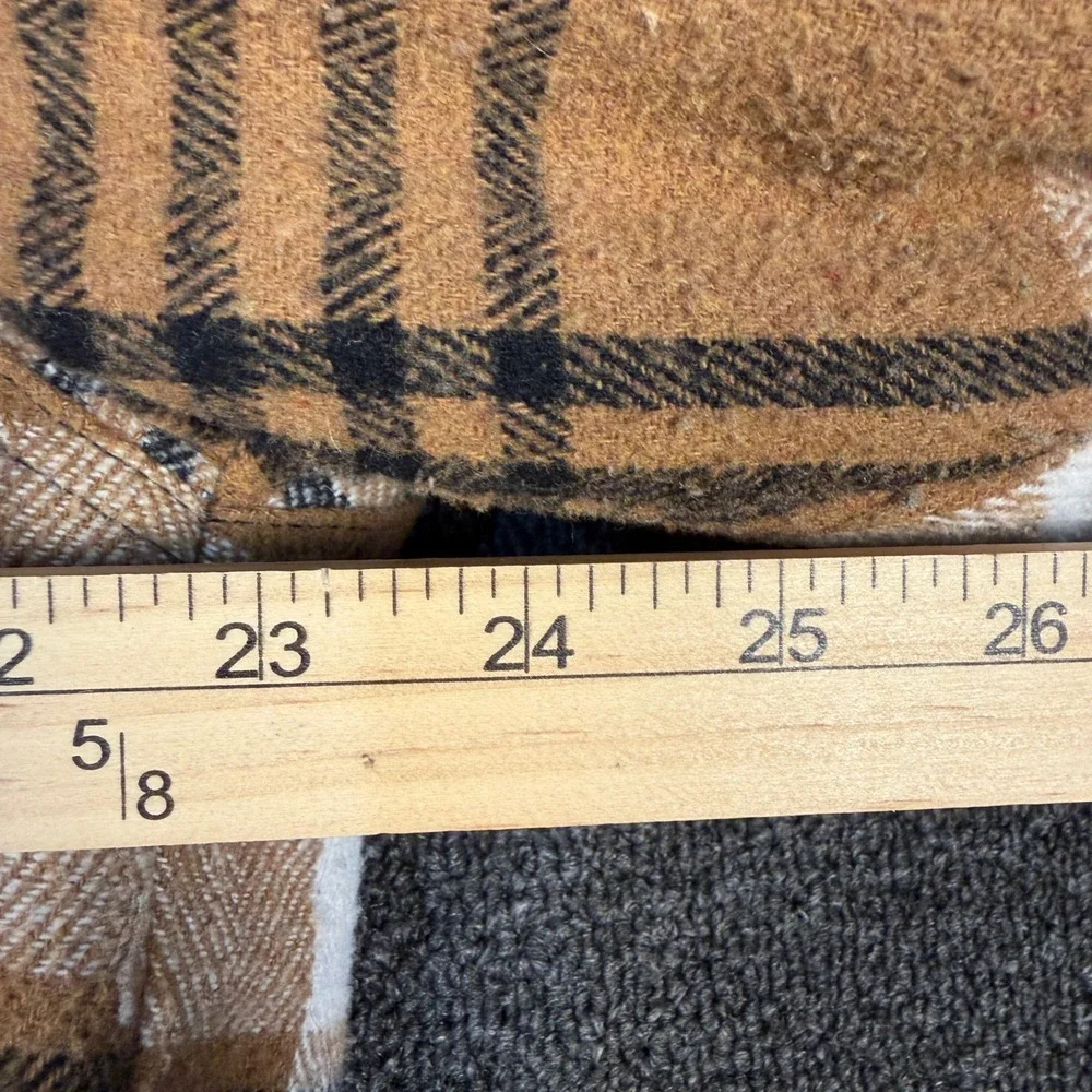 Windfit Sherpa Lined Flannel Shirt Jacket Mens Large Tan Plaid Button Up Shacket